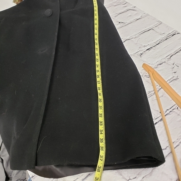 Vtg Townly Wool Dress Coat Mink Fur Collar Black L Satin Lined EUC Mid Century - Picture 13 of 16